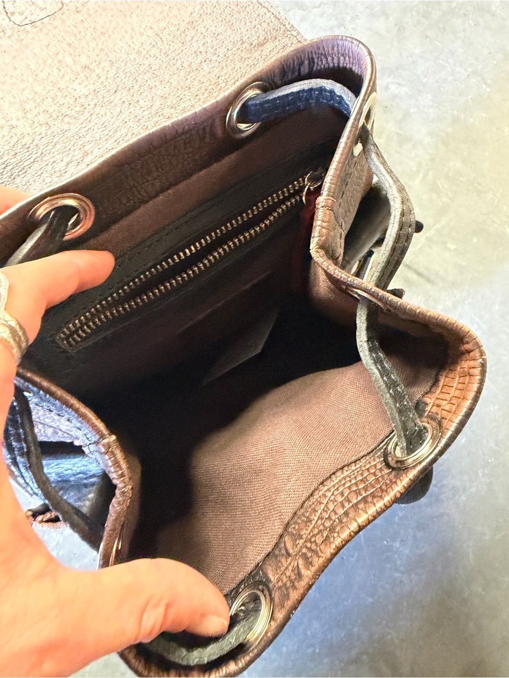 Freebird by Steven Brown and Black leather Croc-Embossed Backpack with Tassel - Picture 8 of 10